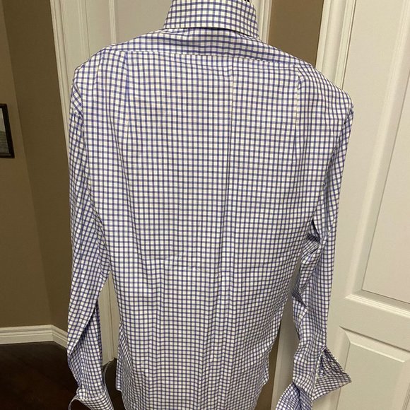 Brooks Brother's Blue Check Men's Dress Shirt with French Cuffs EUC - Picture 4 of 15